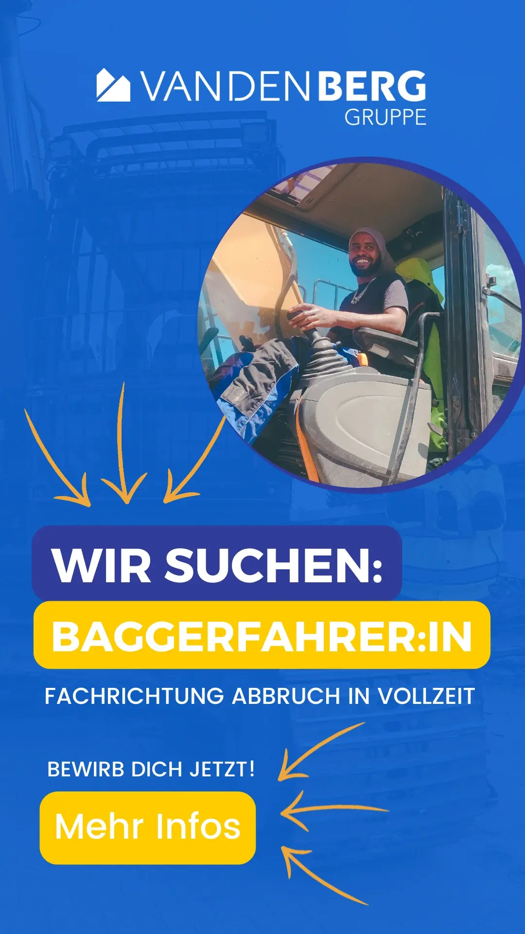Van den Berg Gruppe: Anzeige für Baggerfahrer